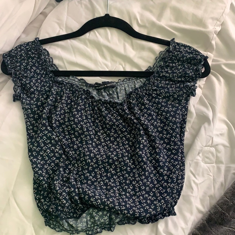 brandy melville flower crop top blouse